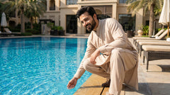 Beige Wash & Wear - Wrinkle Free Fabric (Unstiched)