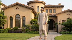 Beige Wash & Wear - Wrinkle Free Fabric (Unstiched)